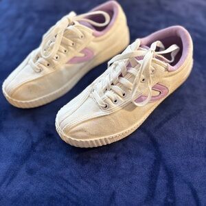 Tretorn White and Purple Sneakers